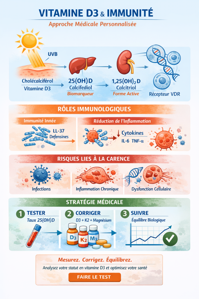 Vitamine D3 et immunité : guide médical