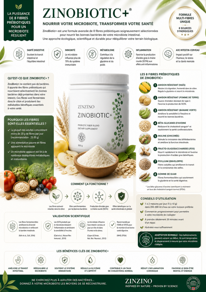 Microbiote reconstruit et alimenté Zinobiotic+