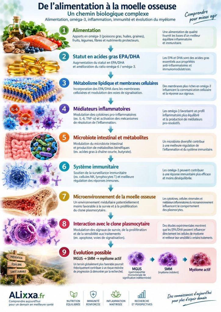 Myélome indolent : le rôle du microbiote, et de l'alimentation omega 3