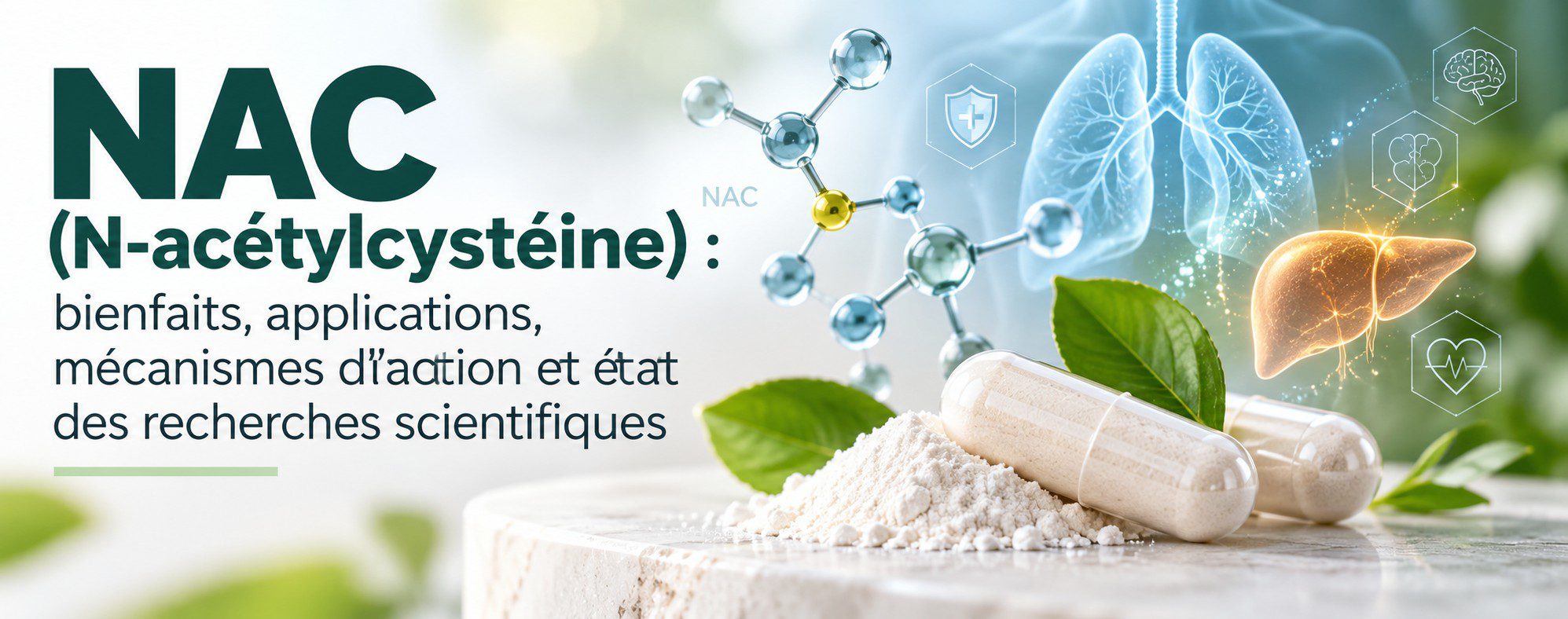 NAC (N-acétylcystéine) : bienfaits, applications, mécanismes d’action et état des recherches scientifiques
